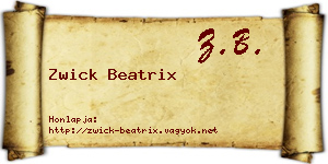 Zwick Beatrix névjegykártya